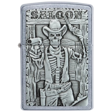 Zippo 2024 Zippo Cowboy Skeleton Saloon Emblem On Street Chrome,  ZIP-49298